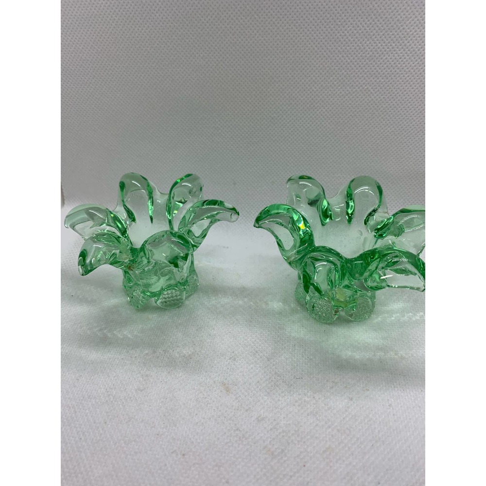 Murano Italy Votive Candleholders Green Set of 2